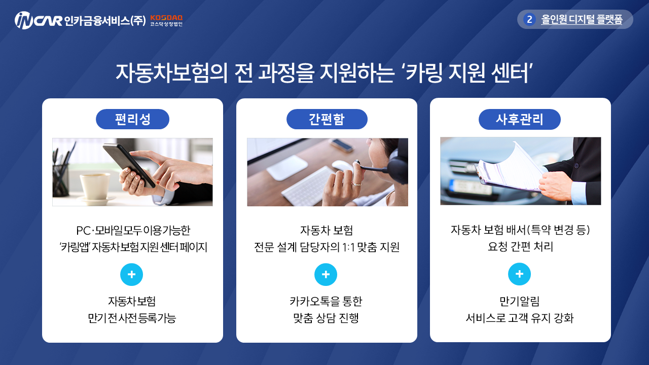 카링 지원 자료에 실린 전문 설계 담당자 전화상담 안내 이미지
